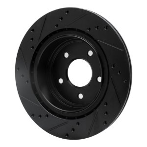 Infiniti EX37 Brake Rotor (1) - Rear Right - R1 Concepts - Drilled & Slotted - Black - `05-`25